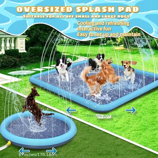 Super Sized Dog Water Play Mat And Children'S Swimming Pool -Foldable, Rubber Water Play Mat, Suitable For Outdoor Entertainment