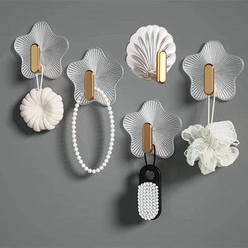 1/3/5pcs gold-plated star and shell punch-free hook, waterproof kitchen bathroom high load bearing, multi-functional door sticky