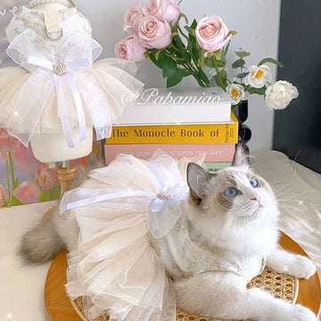 Princess Dog Wedding Dress Cat Tutu Skirt with D-ring Leash Hole  Dog Clothes for Small Dogs Chihuahua  Poodle