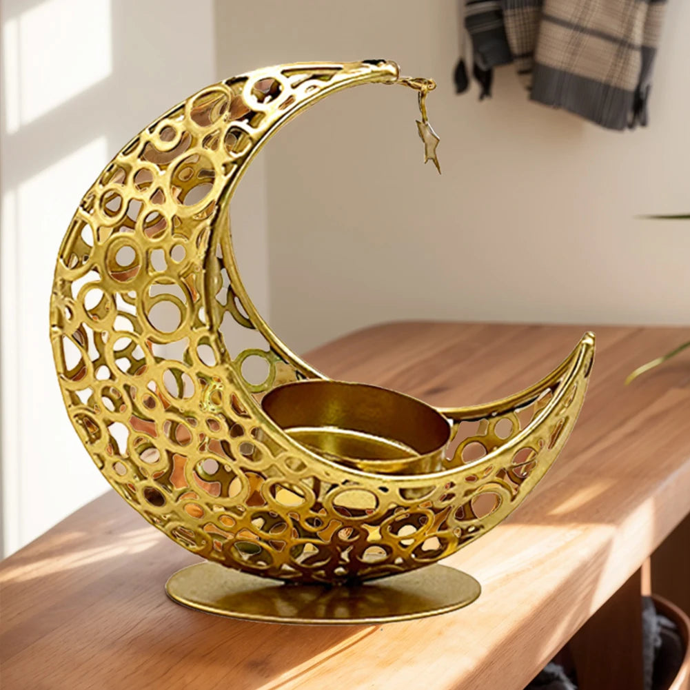 Eid Mubarak Candle Holder Moon Candle Holder Home Islamic Muslim Party Decor Ramadan Candlestick Holder Eid Mubarak Table Decor