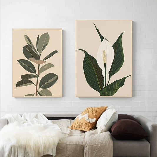 Minimalist Plant Poster Botanical Wall Art Print Canvas Painting Pictures Green Herb Illustration Home Living Room Kitchen Decor