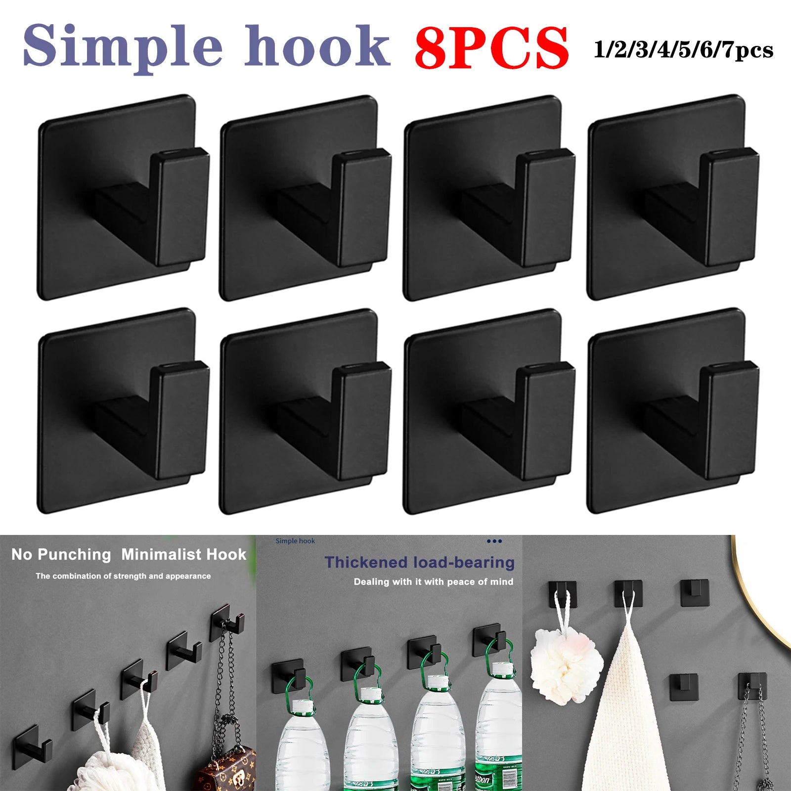 Adhesive Wall Hooks Mounted Door Cloth Keys Coat Bathroom Robe Hanger Kitchen Hardware Rack Shelf Bag Hook Organizer For Hanging