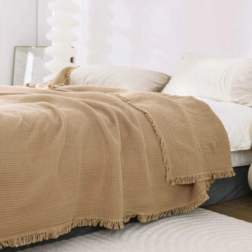Soft Solid Color Cotton Blanket With Tassel Gauze Simple Sofa Sover Double Bedspread Luxury Blanket Summer Leisure Bed Sheet