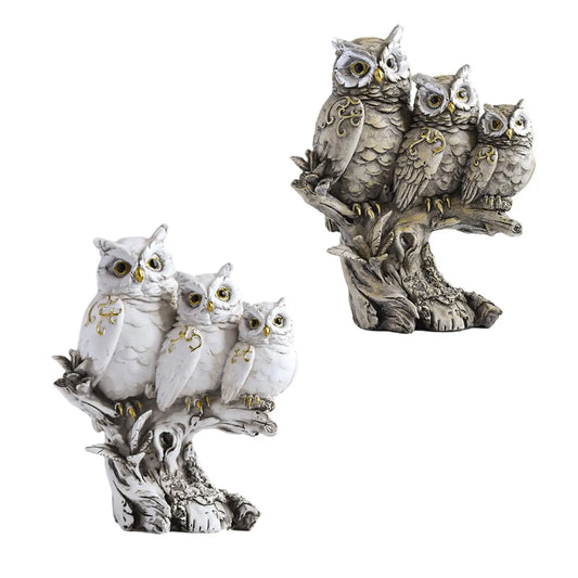 Owl Figurines Creative Tabletop Ornament Owl Sculpture Owl Statue for Office Cabinet Bedroom Living Room Table Centerpiece