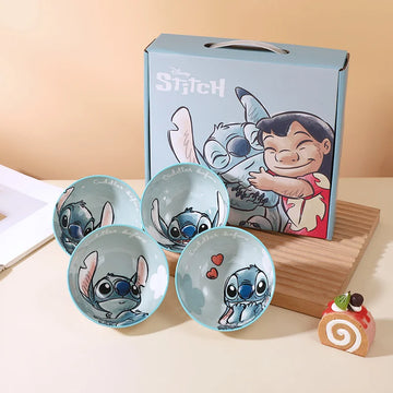 Disney Stitch Ceramic Bowl for Kids Cartoon Animation Household Dishwasher Safe Cute Exquisite Set Holiday Gift Idea for Friends