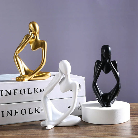 3pcs Abstract Character Sculptures Desktop Ornaments Resin Miniature Figurines Christmas Gifts Home Decor for Office Study Shelf