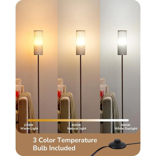 Modern 63.7in LED Floor Lamp for Living Room Bedroom Office and Nursery with 9W LED Bulb 3 Adjustable Color Temperatures Minima