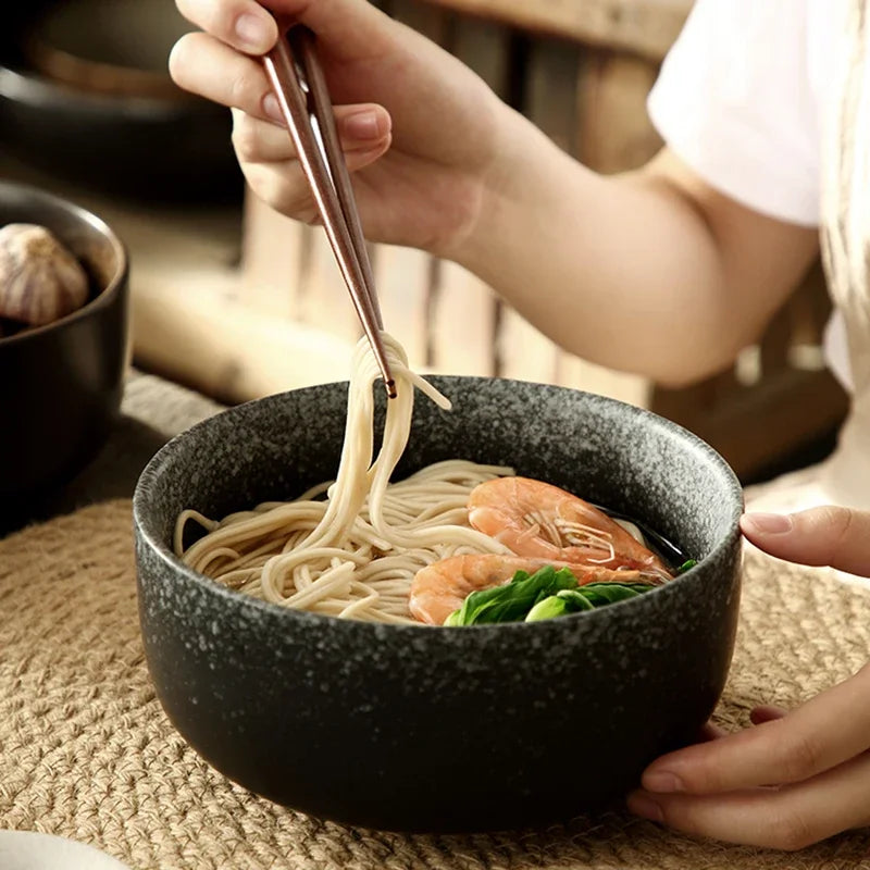 Student Instant Noodles Bowl Japanese Tableware Set Large Ramen Bowl Ceramic Bowl High-end Noodles  Soup