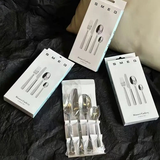4pcs Italian Style Stainless Steel Fork Spoon Knife Set Western Tableware Dessert Spoon Polishing Cutlery Sets Kitchen Gifts