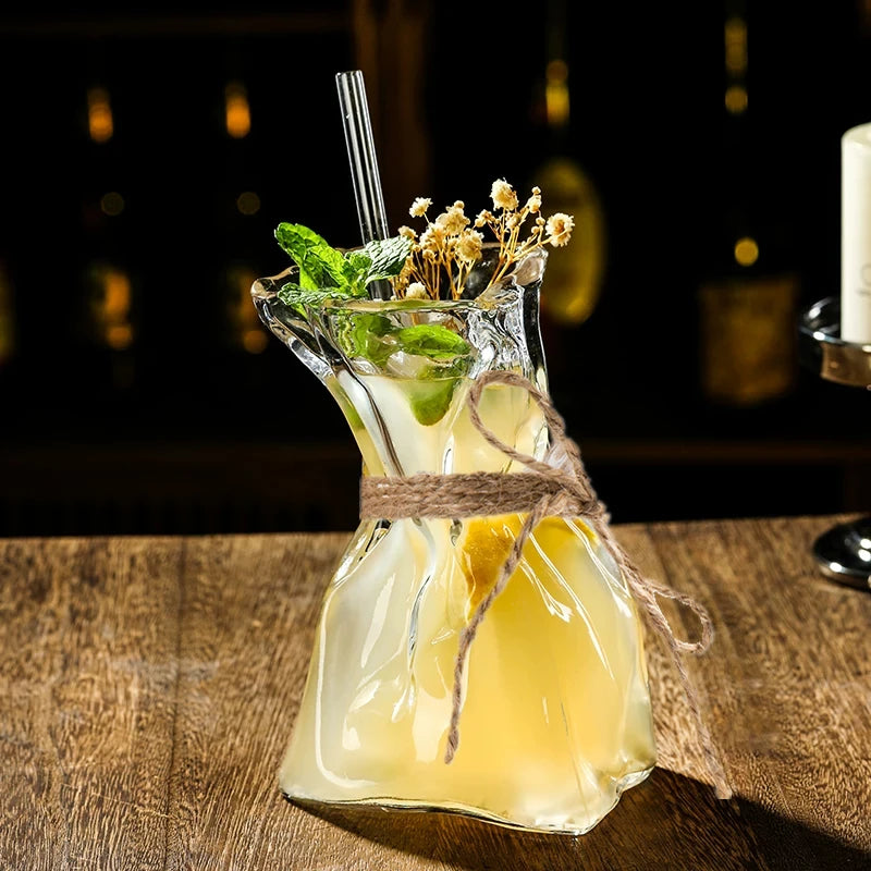 280ml Creative Pleating Cocktail Glasses for Bar Glassware Wine Glass Restaurant Juice Coffee Cup Vase Ornaments