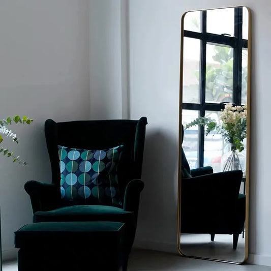 Wholesale Nordic Decorative Rectangle Wall Gold Aluminum Alloy Metal Frame Mirror for Home Bathroom Living Room