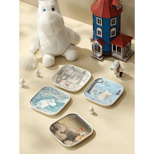 Cartoon adventure hippopotamus pattern ceramic plate, modern household dining plate, Japanese dipping sauce dish, sushi plate