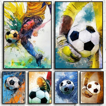 Abstract Football Sport Art Posters and Prints Canvas Paintings Football Graffiti Wall Art Pictures Home Boy Bedroom Decor Gi