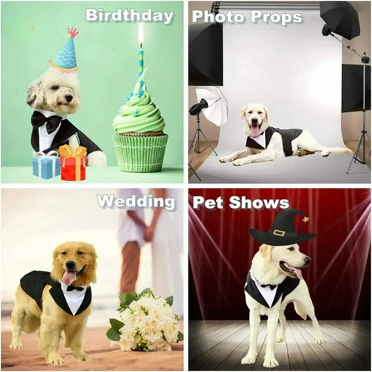 Cotton Large Dog Costume Detachable Two Pieces Dog Wedding Costume Black Dog Clothes Suit Dress Autumn Large Breeds Pet Products