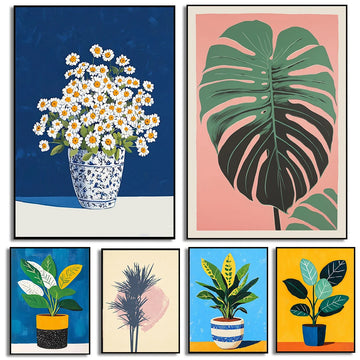 Modern Floral Art Poster Botanical Prints Canvas Still Life Painting Wall Art Pictures Home Living Room Boho Floral Decoration