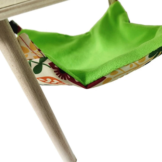 Natural Wood Hamster Climbing Platform with Hammock Guinea Pigs Wood Hideout for Hamster Hedgehogs Mouse Chipmunk