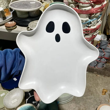 Cartoon Ghost Decorative Plate 3D Irregular Ceramic Dish Large Capacity Ghost Storage Tray Food Dessert Candy Salad Snack Dish