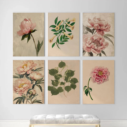 Vintage Floral Palm Plant Posters Botanical Beautiful Peony Modern Prints Canvas Painting Wall Pictures Home Living Room Decor
