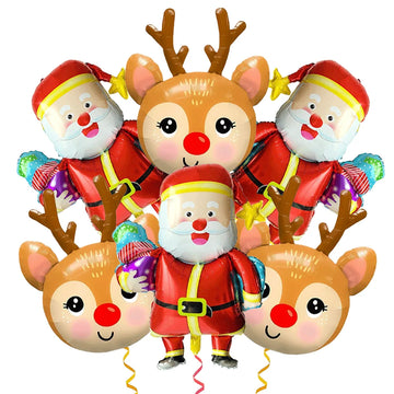 6pcs Christmas Foil Balloons Santa Claus Reindeer Elk Balloon Merry Christmas Xmas Decorations For Home Navidad Party Decoration