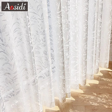 2025 Lace Sheer Voile Curtains for Living Room Tulle Curtain for Kitchen Rideaux Voilage Home Screen Divider Decoration Wedding