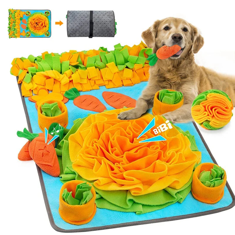 Durable Dog Snuffle Mat Puppy Sniffing Puzzle Toys Interactive Nonslip Pet Feeding Mat Portable Squeaky Slow Feeder