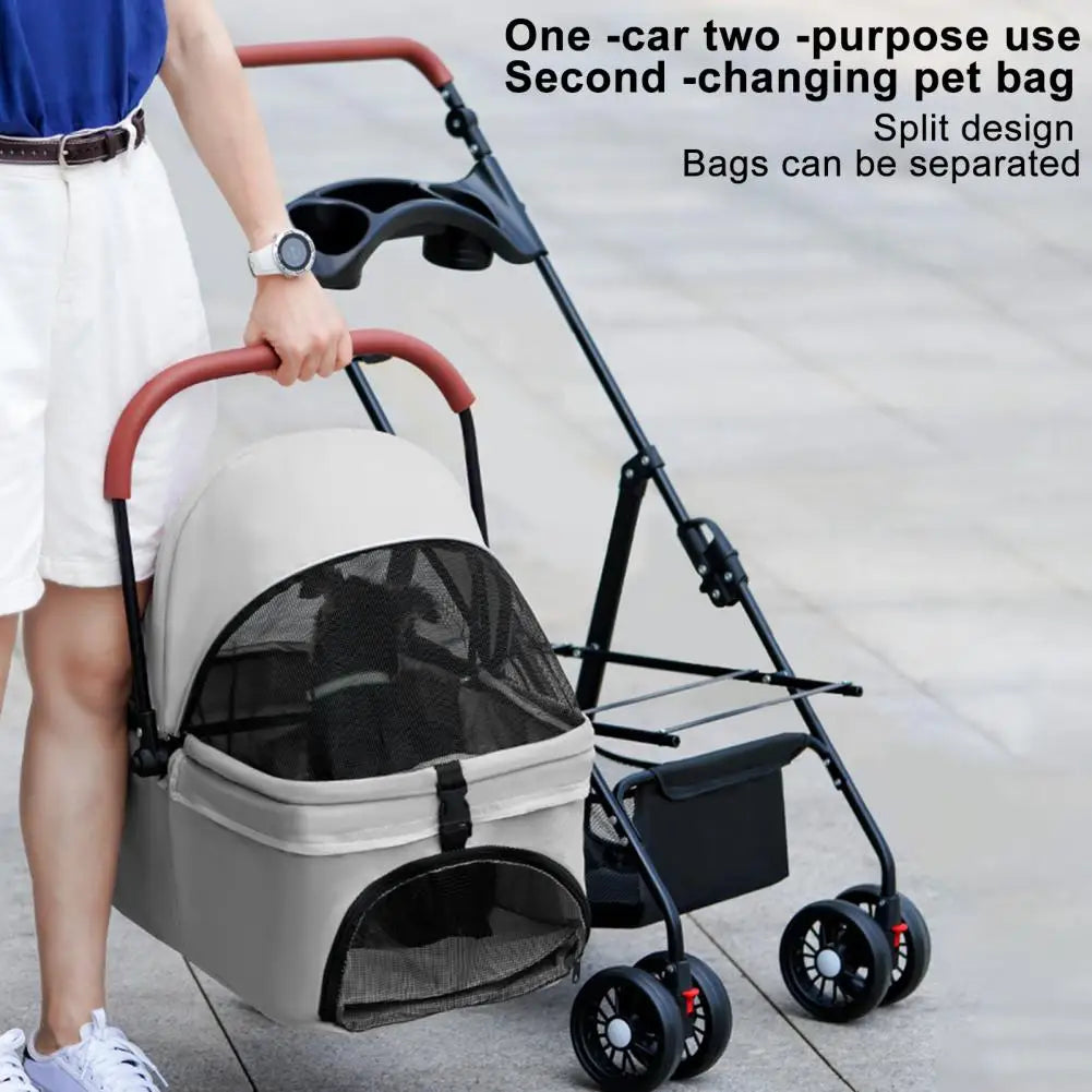 Folding Dog Stroller Pet Stroller Pet Folding Stroller 4 Wheels Dog/Cat Puppy Strollers Travel Carrier for Small/Medium Pet