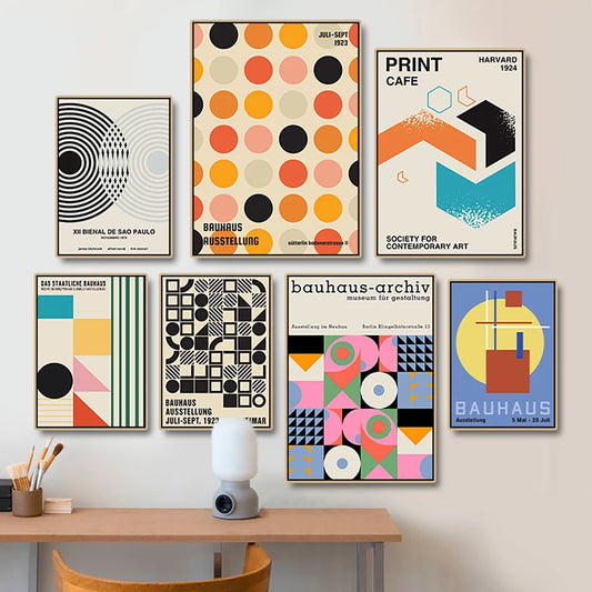 Colorful Bauhaus Exhibition Geometric Posters Prints Minimalist Abstract Art Canvas Painting for Living Room Mural Home Decor