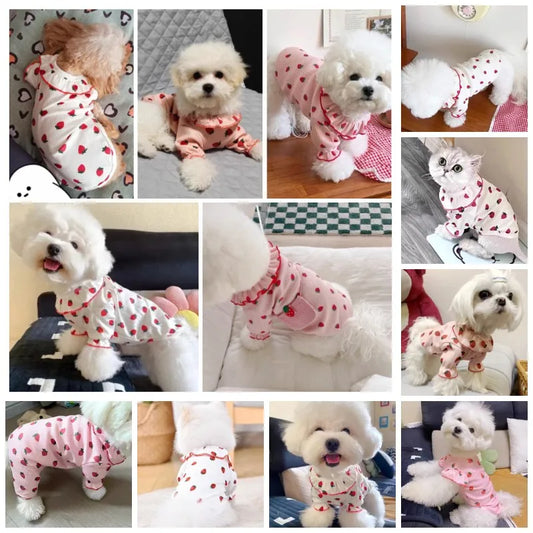 2025 Dog Clothes Pet Strawberry Print Dog T-Shirt Cute Dog Vest Summer Dog Shirt Small Dog Accessories Chihuahua Dog Undershirt