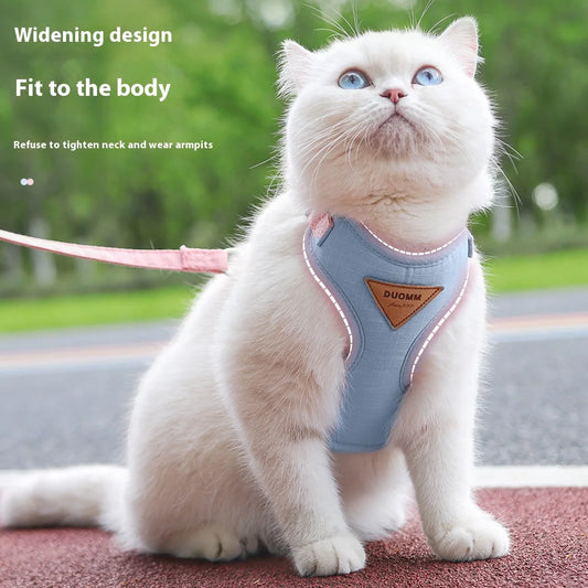 Breathable Cat Harness and Leash Set Adjustable Mesh No Choke for Kitty Walking Outdoor Training Safe Lightweight