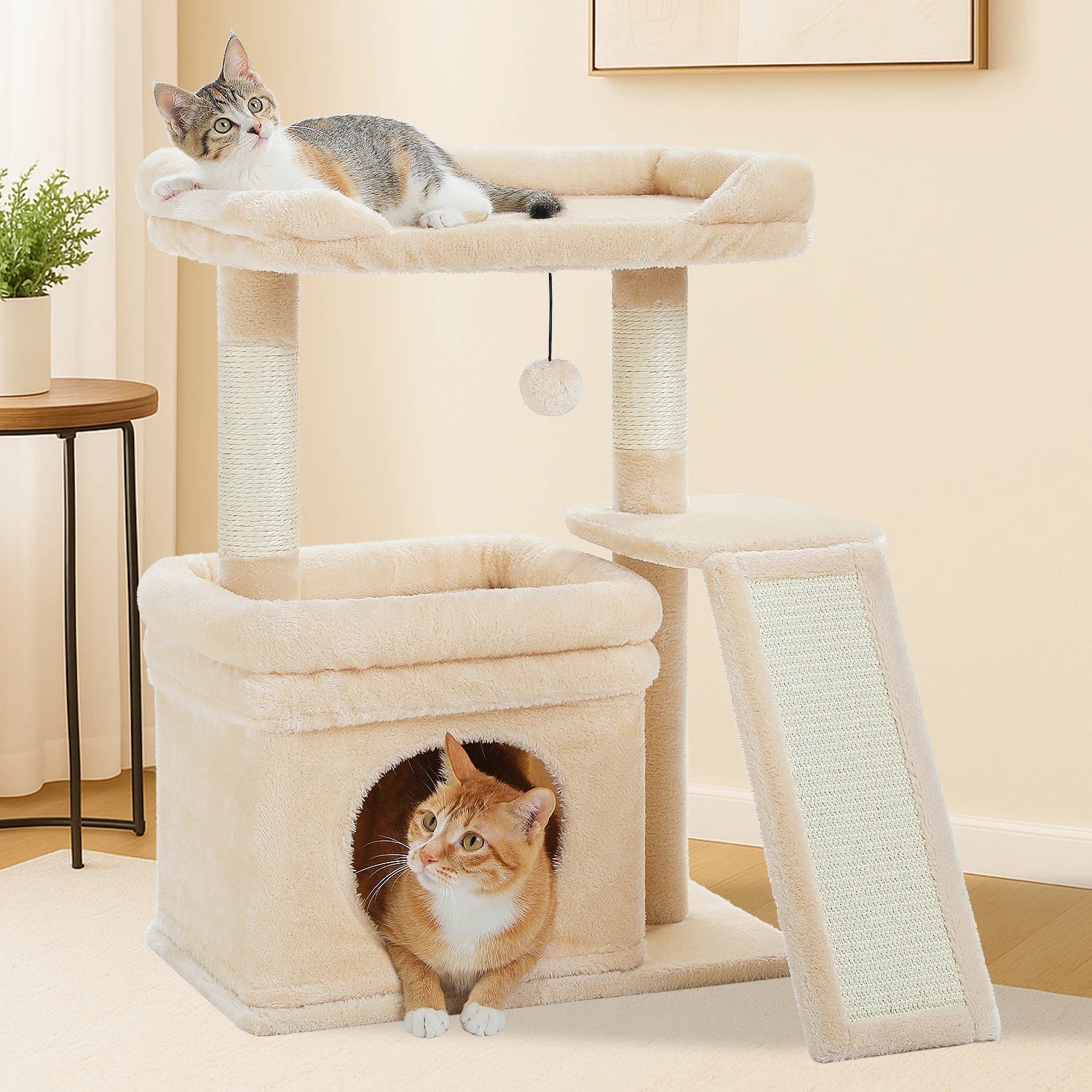 27-Inch Cat Tree Cat Tower: Cozy Widened Top Perch, Sisal Scratching Post & Pad (Fulfills Scratching Needs), and Snug Cat Condo