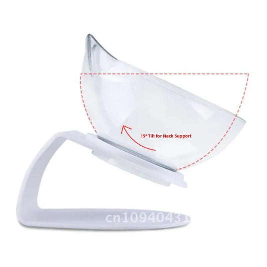 Transparent Pet Bowl with Cervical Spine Protection Tilt Design Cat Head Shape ABS PC Material for Cats And Dogs