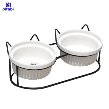 Oitabi Elevated Tilted Cat Bowls, Raised Ceramic Cat Bowl Elevated 15°, Pet Feeding Bowls for Food and Water Anti Vomiting Bowl