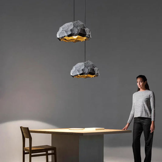 Nordic Wabi Sabi Creative Stone E27 Pendant Lights Modern Lustre Home Decor Ceiling Chandelier Bedroom Dining Room Hanging Lamp