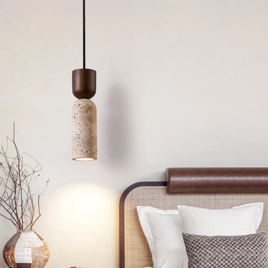 Retro Pendant Light Bedroom Bedside Can Lift Atmosphere Light Japanese Wabi-Sabi Yellow Cave Stone Restaurant Bar Chandelier