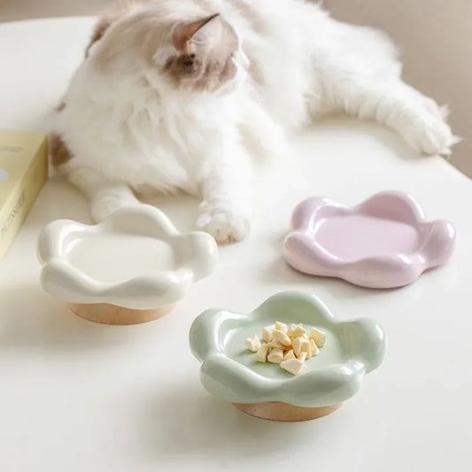 Pet Ceramic Bowl,Cervical Spine Protection Cat Bowl,Cat Food Snack Bowl,Pet Dinner Plate Dog Food Bowl Pet Snack Tray