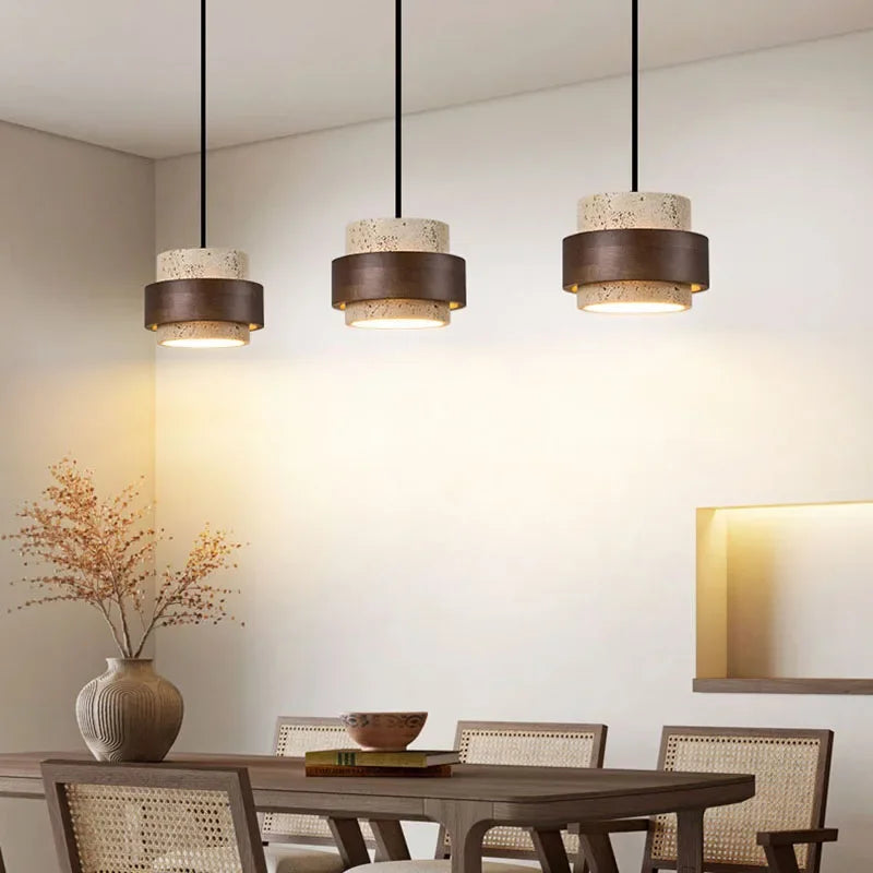Natural Stone LED Pendant Lamp Wood E27 G9 Bulb For Dining Room Bar Bedroom Bedside Dropshipping Cord Adjustable