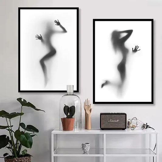 Abstract Mirror Fashion Posters Minimalist Projection Art Figure Canvas Painting Couple Hazy Nordic Bedroom Corridor Home Decor