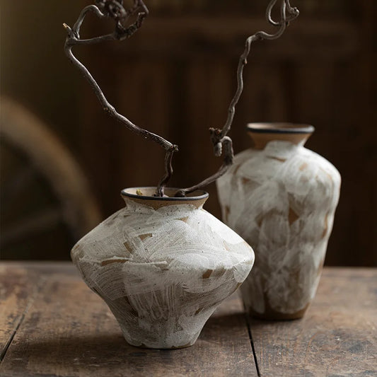 Home Decor Retro Art Wabi Sabi Style Handmade Ceramic Hydroponic Vase Hotel Decoration