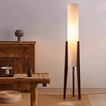 Solid Wood Floor Lamp Japanese Retro Floor Lamp For Living Room Sofa Corner Bedroom Fabric Lampshade Art Decor Standing Lighting