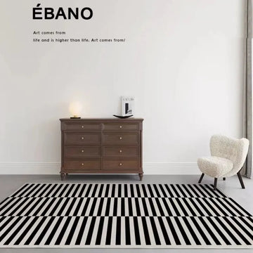 French Retro Bedroom Decor Stripe Carpet Minimalist Carpets for Living Room Home Art Plush Floor Mat Large Area Thickened Rug