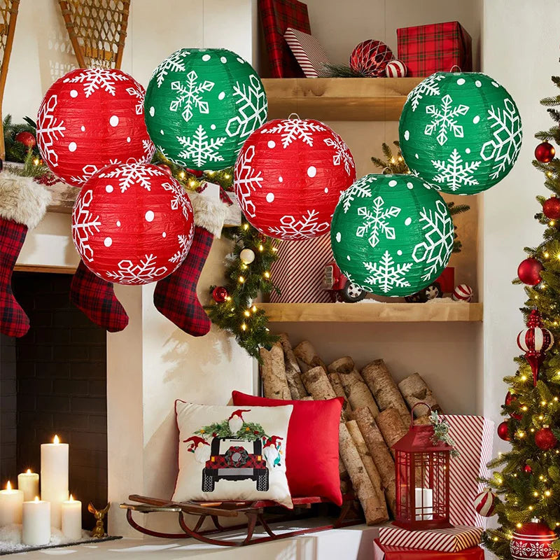 Christmas Lantern Round Paper Lanterns Xmas Decoration Hanging Pendant Christmas Party Supplies Lanterns navidad decoracion 2026