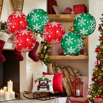 Christmas Lantern Round Paper Lanterns Xmas Decoration Hanging Pendant Christmas Party Supplies Lanterns navidad decoracion 2026