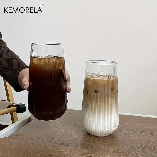 4/6PCS Heat-Resistant Rib Coffee Glass Water Cups Vertical Stripes Tea Mug for Drinking Milk Beer Wine Juice Tumblers Set Gift