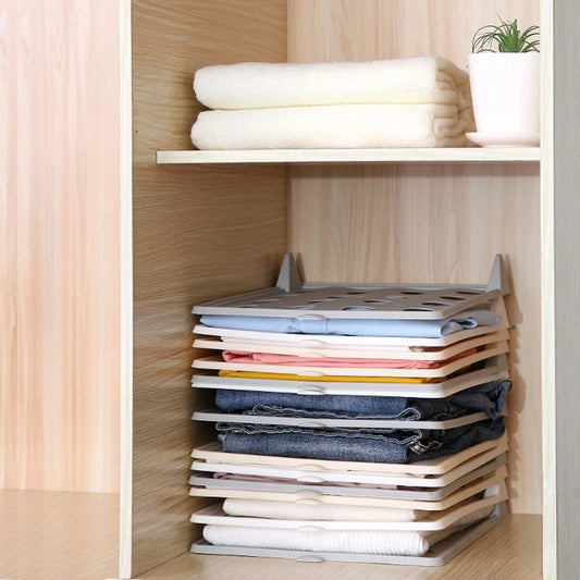 5pcs Foldable Clothes Organizer, Space-Saving Laundry Folding Board, Anti-Wrinkle Storage Shelf for Home, Dorm Use, Shelf Liners