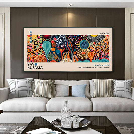Yayoi Kusama Canvas Wall Art Japanese Abstract Art Posters Yayoi Kusama Wall Canvas Painting for Living Room Yayoi Kusama Poster