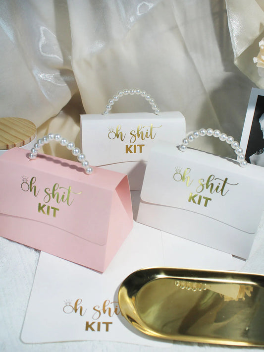 Elegant Pearl Handle Gift Bags - 'Oh Shit Kit' for Weddings, Parties, and Special Events - Set of 5
