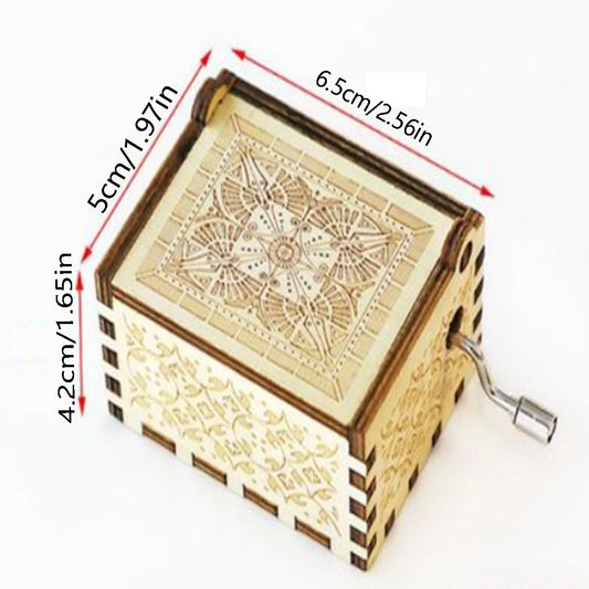 Wooden music box ornaments, classical carvings, hand cranked music boxes, Christmas crafts, gifts, gifts