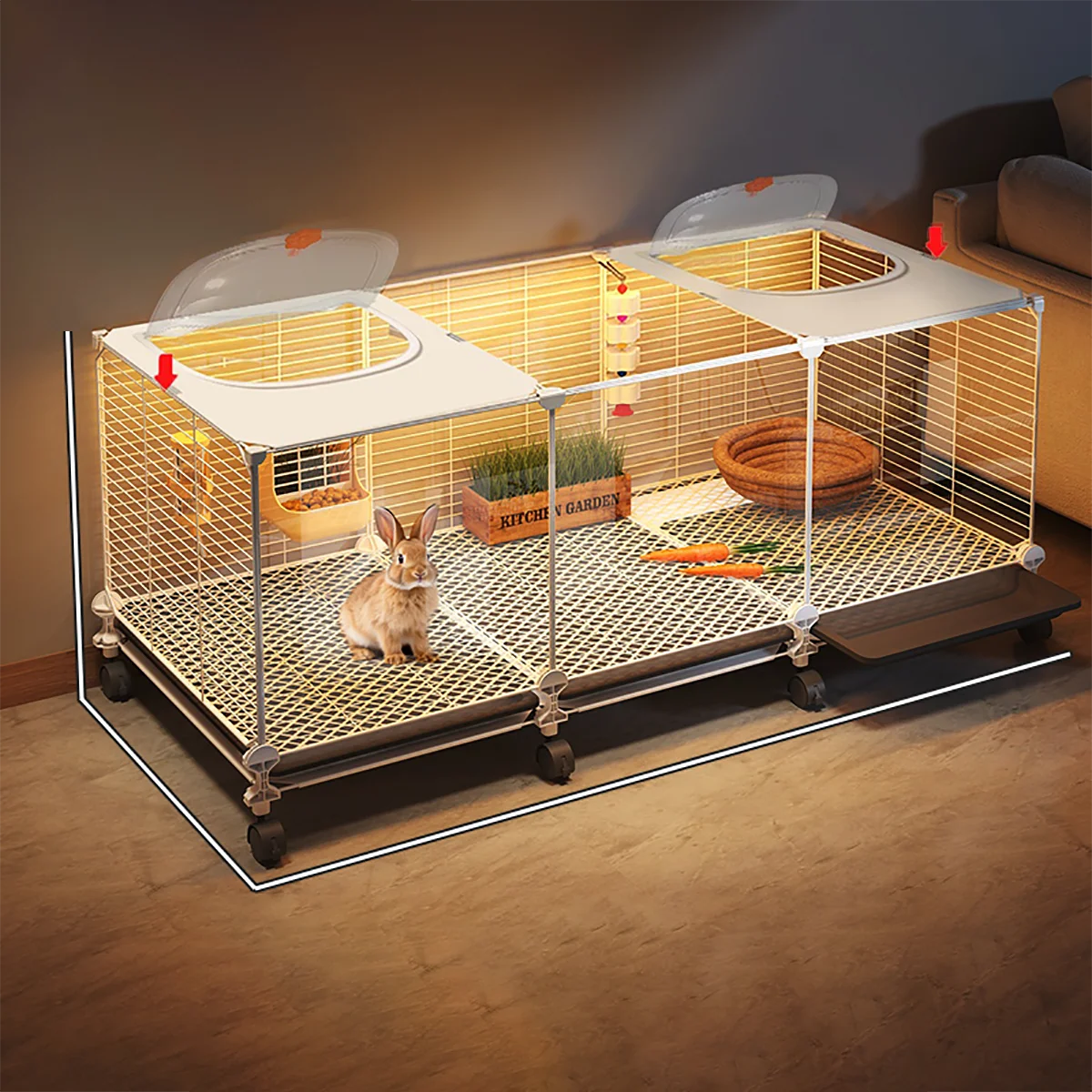 Rabbit Cage See-Through Removable with Large Cleaning Tray Household Indoor Small Animal Cage Guinea Pig Nest Guinea Pig Cage
