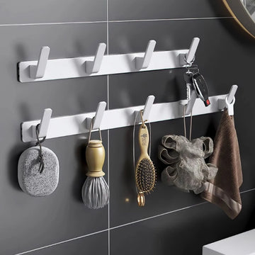 YUNJIEYA Black/White Door Hooks Clothes Hook Hanger Shelf Organizer Storage Shelf Shower Wall Rack Kitchen Bathroom Accessories