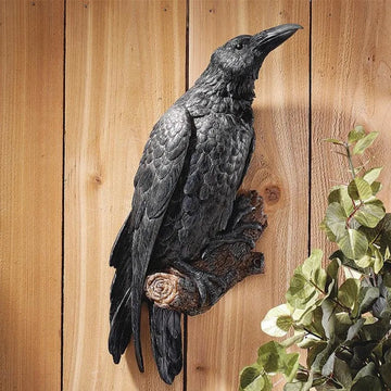 Fake Raven Resin Statue Bird Crow Sculpture Outdoor Crows Halloween Decor Creative for Garden Courtyard Animal Decoration